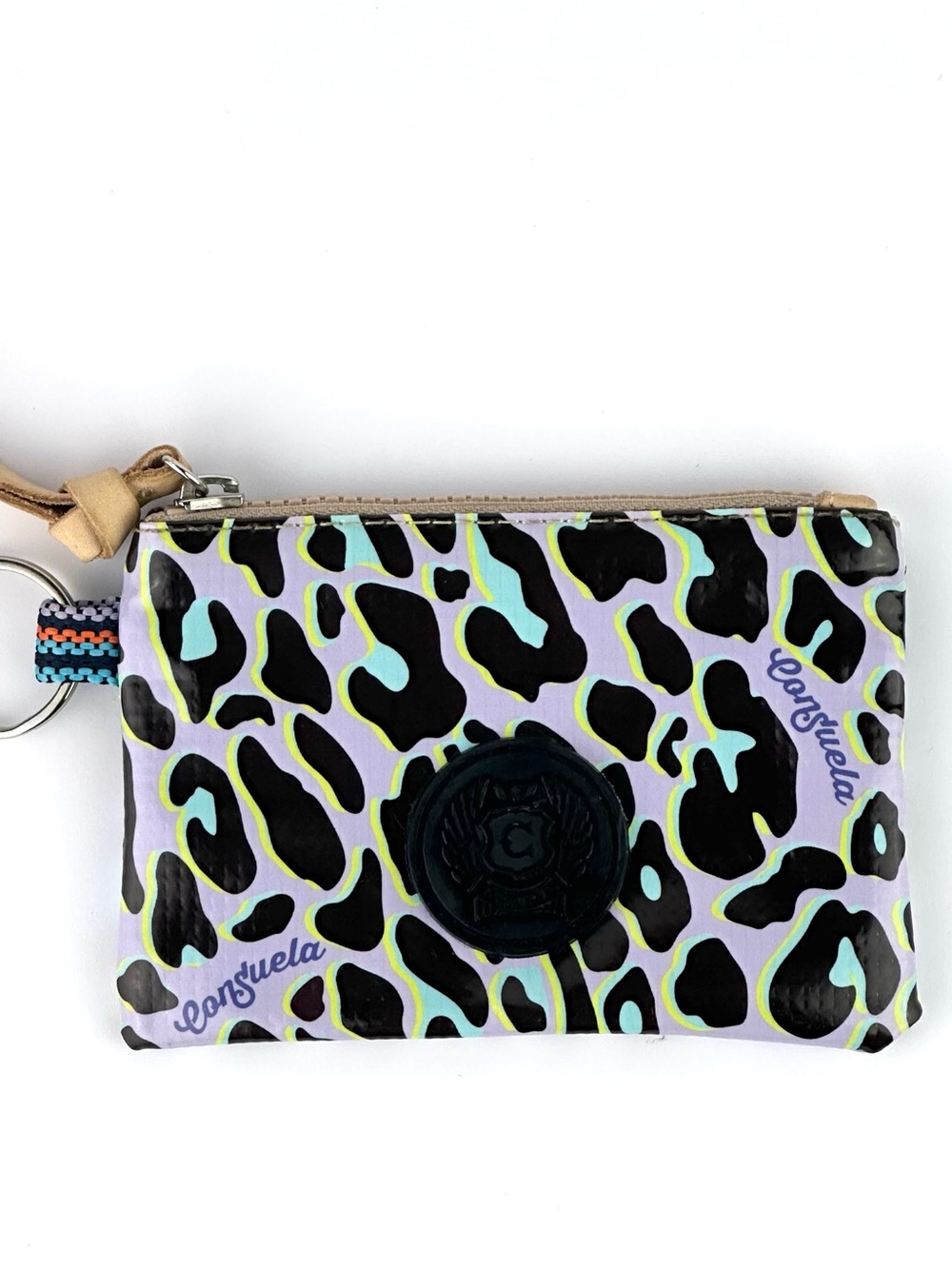 Consuela Dee Dee Leopard Print Zip Card Holder Teeny Pouch Lavender, Aqua